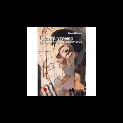 Capa de livro com pintura geométrica de um rosto e texto do título e autor.