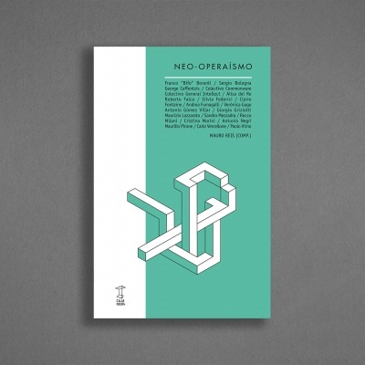 Livro com capa verde e branca com título NEO-OPERARISMO e figura geométrica branca