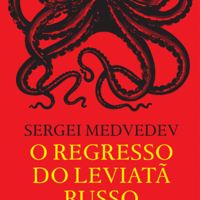 Capa de livro vermelho com ilustração preta de polvo e texto amarelo e preto