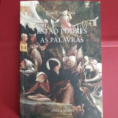 Capa de livro com pintura renascentista e texto em branco, fundo vermelho.
