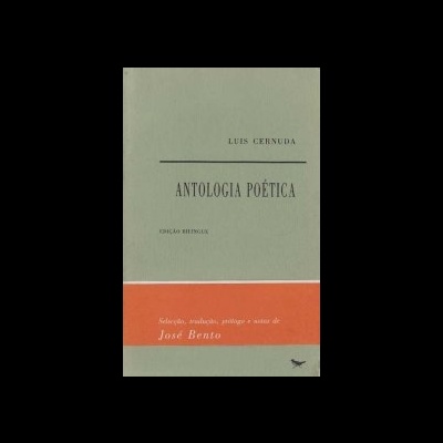 Capa de livro 'Antologia Poética' de Luis Cernuda com detalhes em cinzento e amarelo alaranjado.