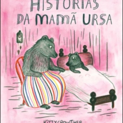 Capa de livro infantil com mãe urso e urso bebé, fundo rosa