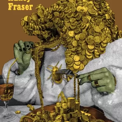 Capa de livro CAPITALISMO CANIBAL de Nancy Fraser com ilustração colorida surreal