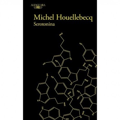 Capa preta de livro com títulos e estruturas químicas em amarelo