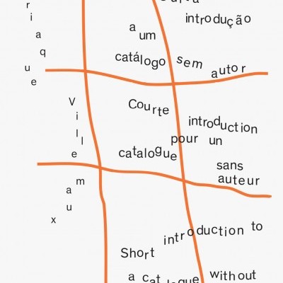 Folha branca com linhas laranja e texto preto em várias línguas