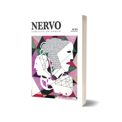 Livro NERVO colectiva de poesia com capa geométrica colorida