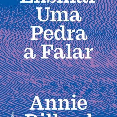 Capa do livro Ensinar Uma Pedra a Falar de Annie Dillard em azul e lilás com texto branco