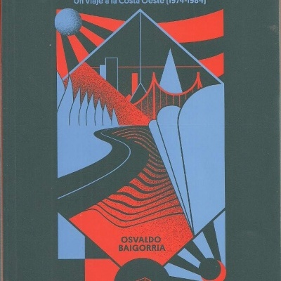 Capa de livro 'Postales de la Contracultura' com design geométrico em vermelho e azul