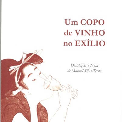 Capa de livro Um COPO de VINHO no EXÍLIO de LI PO com ilustração de mulher a beber de um copo
