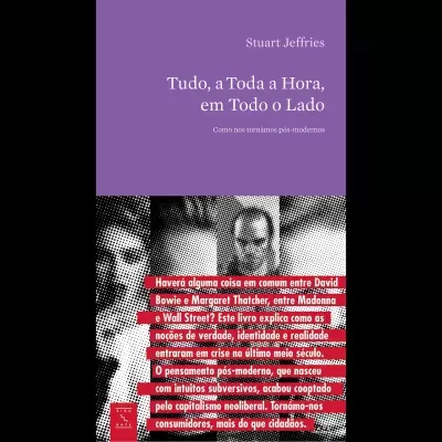 Capa de livro roxa com imagens em preto e branco e texto em branco e vermelho