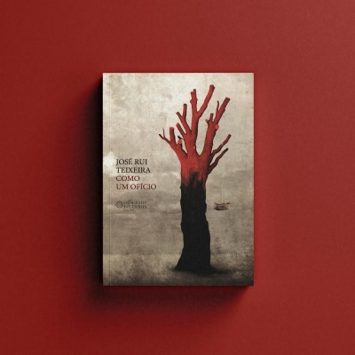 Capa de livro com árvore preta e vermelha e texto de título em português