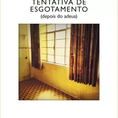 Capa de livro com título e fotografia interior de janela e cortinas