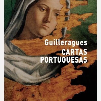 capa de livro com rosto feminino pintado, texto Guilleragues CARTAS PORTUGUESAS e sistema solar