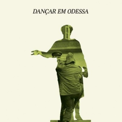 Capa de livro 'Dançar em Odessa' com silhueta de pessoas a dançar em verde sobre fundo bege