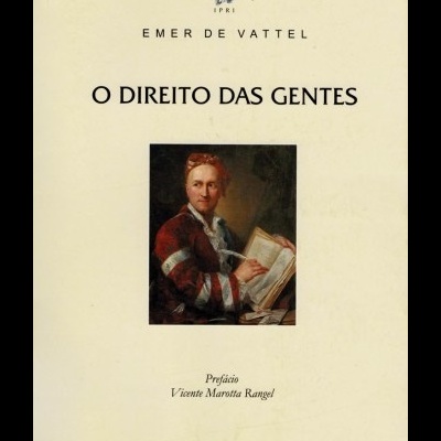 Capa do livro 'O DIREITO DAS GENTES' com pintura de homem e texto informativo