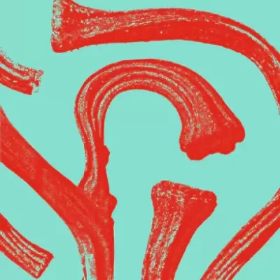 Capa de livro azul claro com ilustrações vermelhas e texto em vermelho