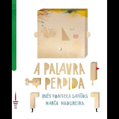 Capa de livro ou jogo A Palavra Perdida com rosto estilizado e texto em várias cores