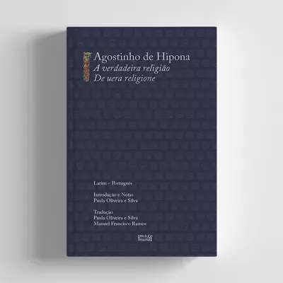 Livro azul escuro com texto branco intitulado Agostinho de Hipona