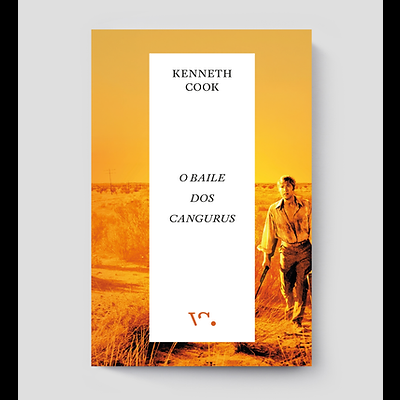 Capa do livro O BAILE DOS CANGURUS de Kenneth Cook com fundo amarelo e figura masculina a caminhar.