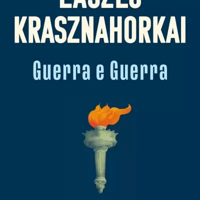 Capa de livro azul escuro com texto branco e imagem de tocha com chama laranja