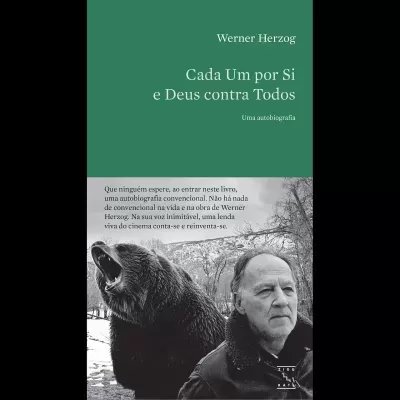 Capa do livro 'Cada Um por Si e Deus contra Todos' com foto de homem e urso