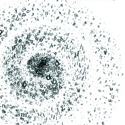 Capa de livro 'galáxias' de haroldo de campos com letras em espiral preta e cinza sobre fundo branco.