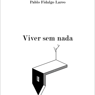 Capa de livro Viver sem nada com nome do autor e ilustração geométrica preta e branca