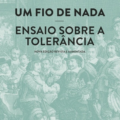 Capa de livro em tons de verde com ilustração histórica e texto sobre tolerância.