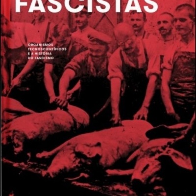 Capa de livro Porcos Fascistas com homens e porcos mortos