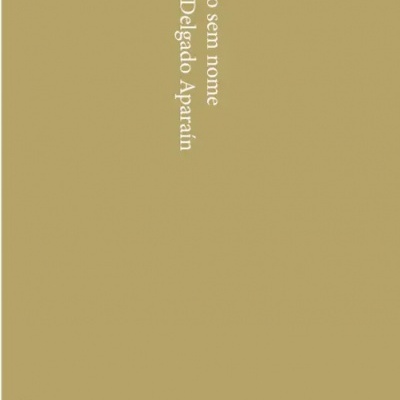 Capa de livro castanho claro com texto branco vertical