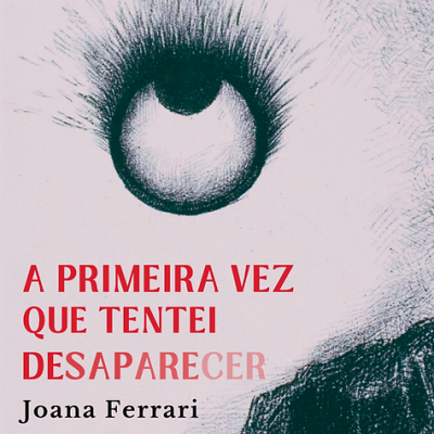 Capa de livro com desenho de um olho e texto em vermelho e preto