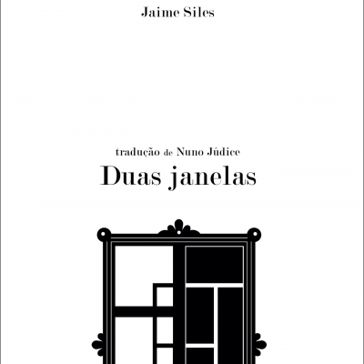 Capa de livro branca com texto e ilustração preta de janelas
