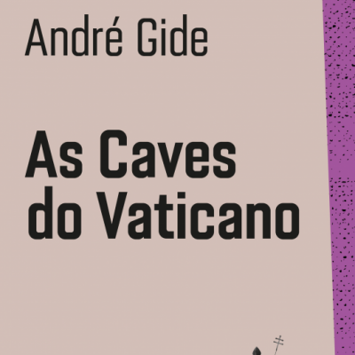 Capa do livro 'As Caves do Vaticano' de André Gide com fundo bege e padrão roxo pontilhado