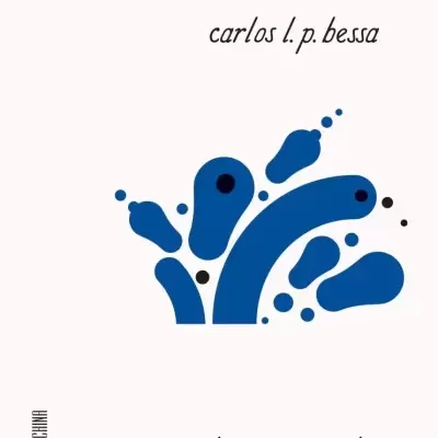 Capa de livro branca com texto e padrão azul abstrato