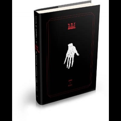 Livro preto com ilustração de mão branca e texto vermelho na capa.