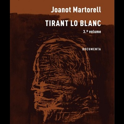 Capa do livro Tirant Lo Blanc, 3º volume, com fundo castanho e ilustração abstrata.