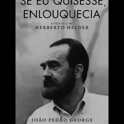 Capa de livro preto e branco com fotografia de homem e texto do título e autor