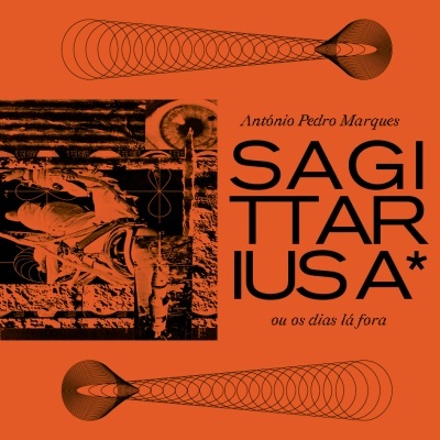 Capa de livro laranja com texto preto e imagens abstratas