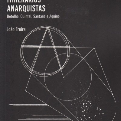 Capa de livro preta com texto branco e desenho geométrico abstrato branco