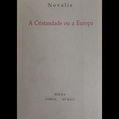 Página de rosto de livro A Cristandade ou a Europa de Novalis