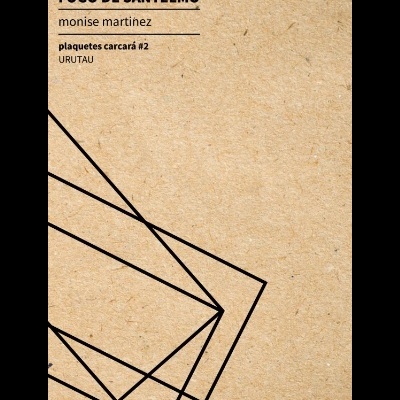 Capa de livro ou documento com texto preto e linhas geométricas pretas em fundo castanho texturizado