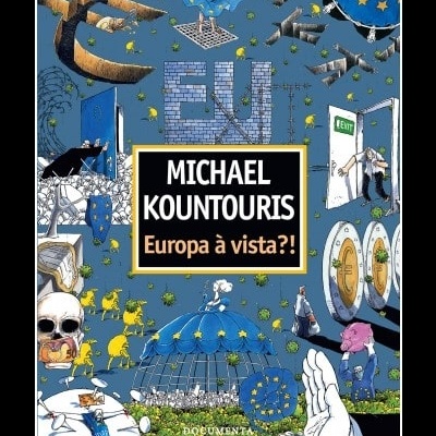 Capa de livro com ilustração da União Europeia e título em destaque