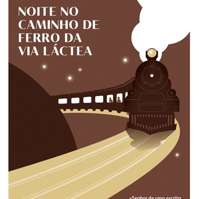 Capa de livro com ilustração de comboio a vapor e texto em português