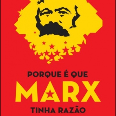 Capa de livro vermelha com rosto de Karl Marx em amarelo e preto e texto PORQUE É QUE MARX TINHA RAZÃO TERRY EAGLETON.
