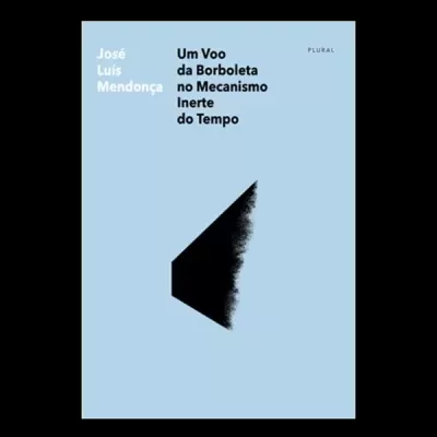 Capa azul de livro com texto e imagem abstrata preta