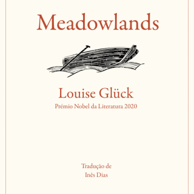 Capa do livro Meadowlands de Louise Glück com ilustração de barco e texto em creme e terracota