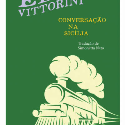 Capa de livro verde com comboio amarelo e texto em branco e amarelo