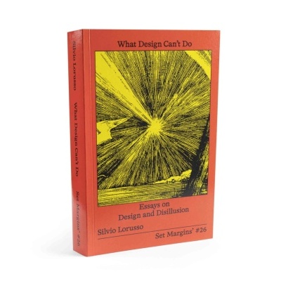 Livro capa dura vermelha com ilustração abstrata amarela e preta, título 