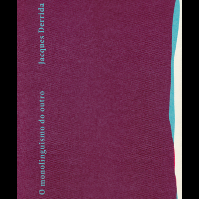 Capa de livro roxa com texto azul claro vertical