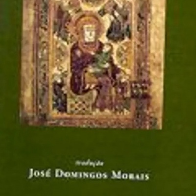 Capa de livro verde com arte sacra e texto em branco